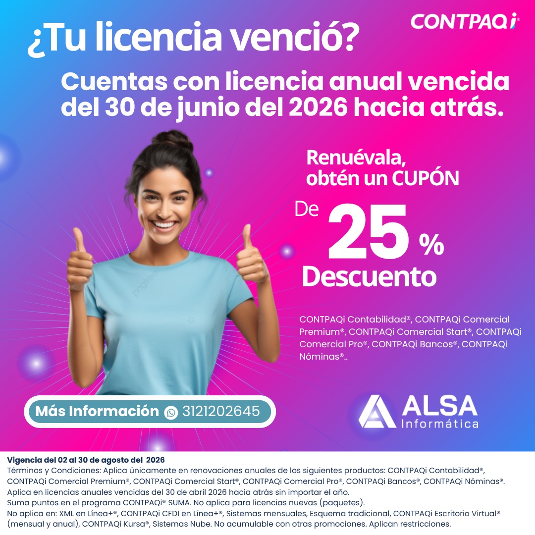 Cupón 25% Descuento Licencia Vencida